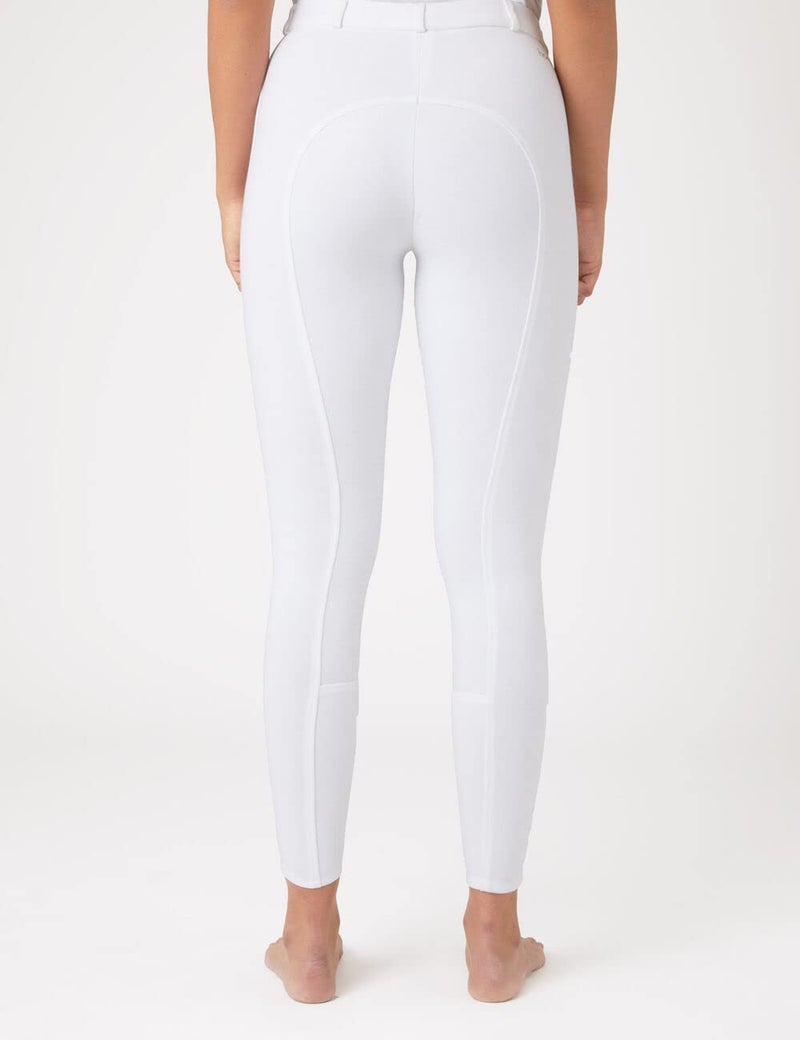 HORZE Active Women's Horse Riding Silicone Grip Full Seat Breeches | Midrise Waist with Front Pocket - White - 28 - Image 5